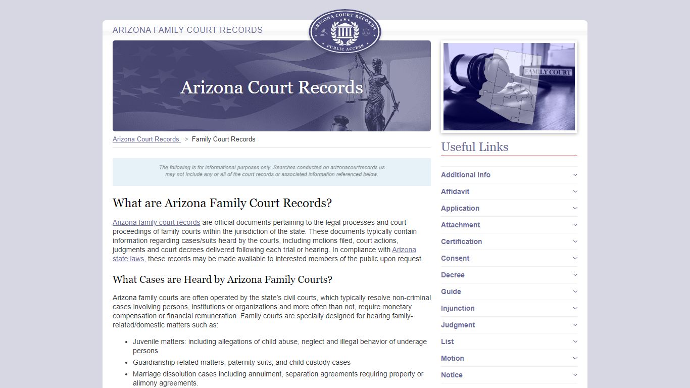 Arizona Family Court Records | ArizonaCourtRecords.us