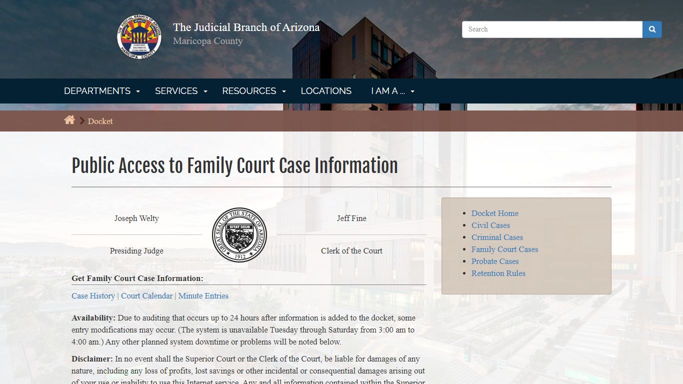 Public Access to Family Court Case Information - Maricopa County, Arizona